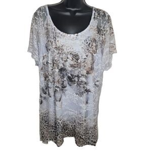 Brittany Black lace overlay leopard print blouse top 1x